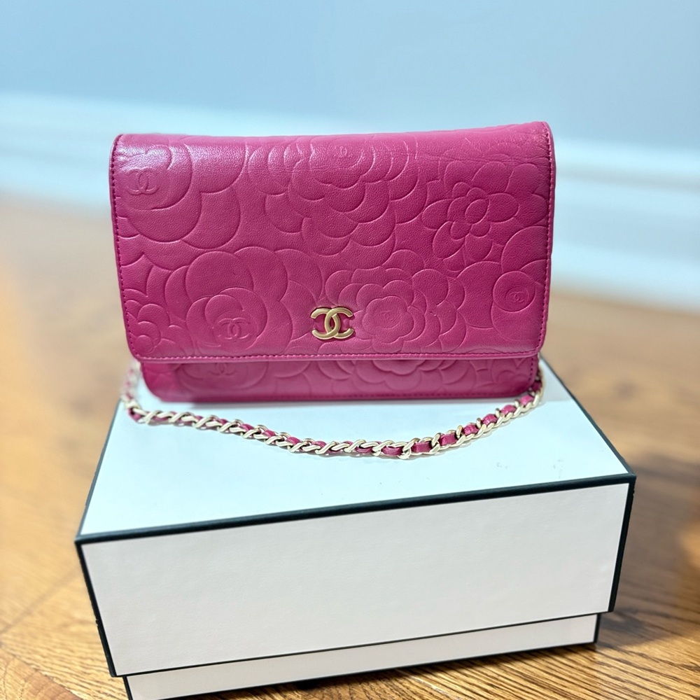 Chanel WOC Pink Floral Embossed Women's Bag
